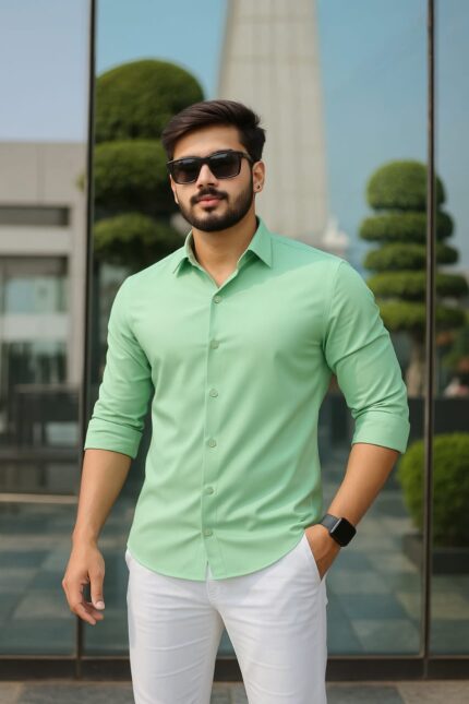 Lemon Color — Spandex Glossy Fabrics Shirt